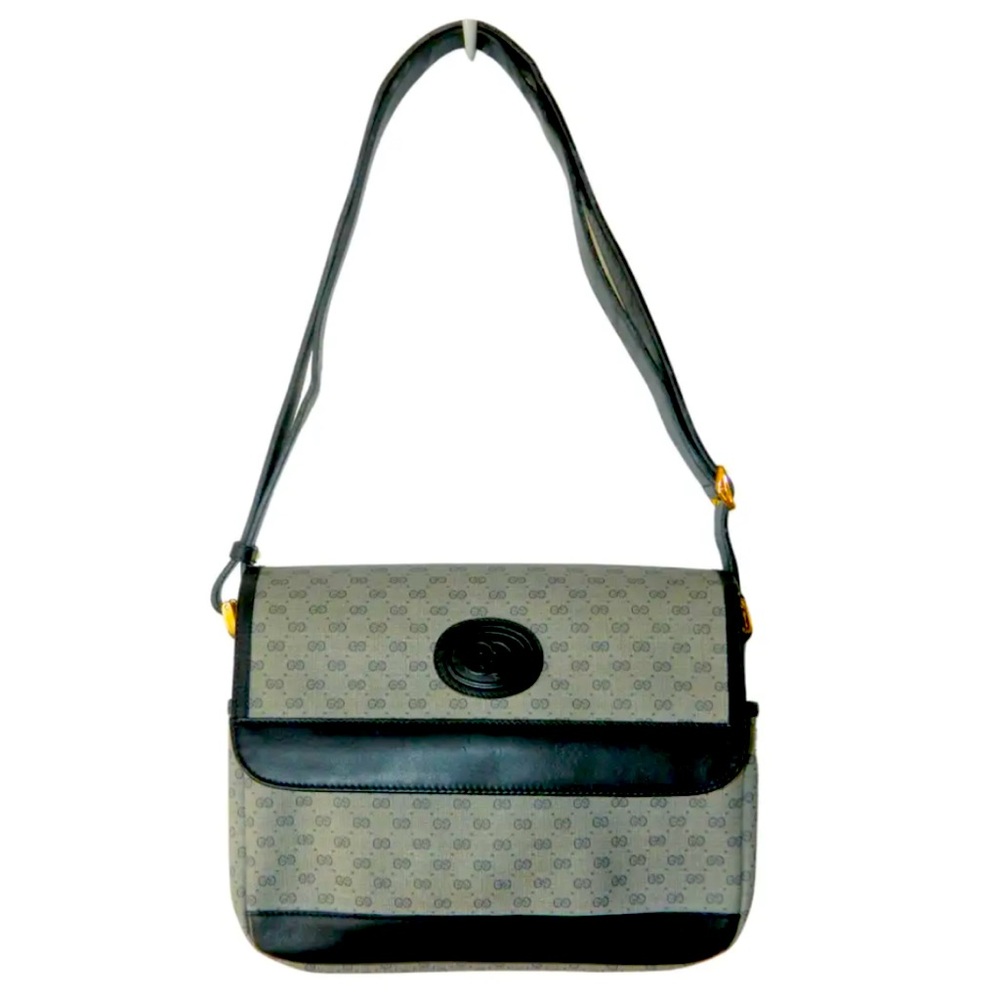 GUCCI 1955 GG Micro Monogram Bag Purse Leather Coated Canvas Shoulder Gold Charm